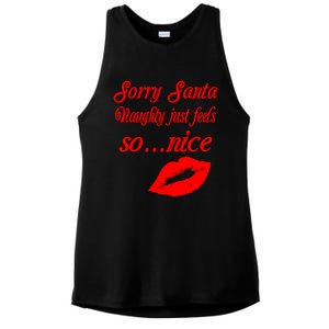 Naughty Is The New Nice Santa Xmas Lips Gift Ladies PosiCharge Tri-Blend Wicking Tank