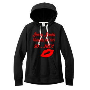 Naughty Is The New Nice Santa Xmas Lips Gift Women's Fleece Hoodie