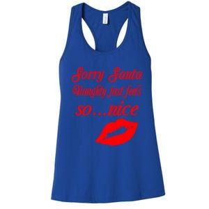 Naughty Is The New Nice Santa Xmas Lips Gift Women's Racerback Tank