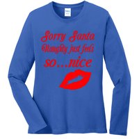 Naughty Is The New Nice Santa Xmas Lips Gift Ladies Long Sleeve Shirt