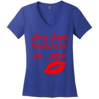 Naughty Is The New Nice Santa Xmas Lips Gift Women's V-Neck T-Shirt