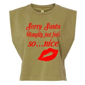 Naughty Is The New Nice Santa Xmas Lips Gift Garment-Dyed Women's Muscle Tee