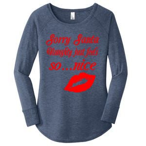 Naughty Is The New Nice Santa Xmas Lips Gift Women's Perfect Tri Tunic Long Sleeve Shirt