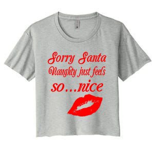 Naughty Is The New Nice Santa Xmas Lips Gift Women's Crop Top Tee