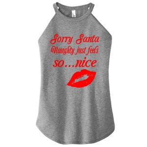 Naughty Is The New Nice Santa Xmas Lips Gift Women's Perfect Tri Rocker Tank