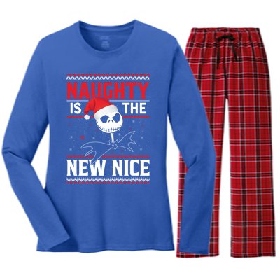 Naughty Is The New Nice Gift Women's Long Sleeve Flannel Pajama Set 