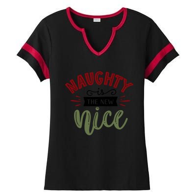 Naughty Is The New Nice Cool Gift Ladies Halftime Notch Neck Tee