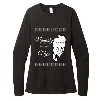 Naughty Is The New Nice Skull Santa Hat Cool Gift Womens CVC Long Sleeve Shirt