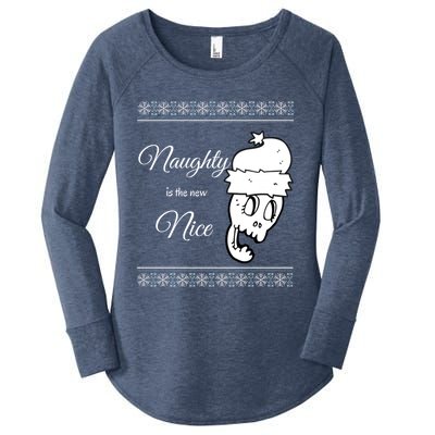 Naughty Is The New Nice Skull Santa Hat Cool Gift Women's Perfect Tri Tunic Long Sleeve Shirt