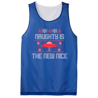 Naughty Is The New Nice Christmas Alien Gift Mesh Reversible Basketball Jersey Tank