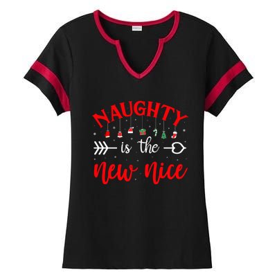 Naughty Is The New Nice Funny Gift Ladies Halftime Notch Neck Tee