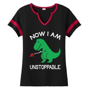 Now IM Unstoppable Funny Trex Dinosaur Meaningful Gift Ladies Halftime Notch Neck Tee