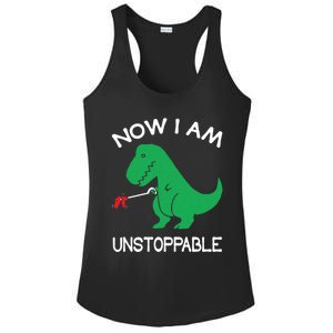 Now IM Unstoppable Funny Trex Dinosaur Meaningful Gift Ladies PosiCharge Competitor Racerback Tank