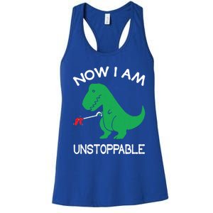 Now IM Unstoppable Funny Trex Dinosaur Meaningful Gift Women's Racerback Tank