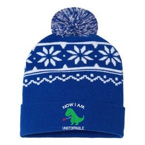 Now IM Unstoppable Funny Trex Dinosaur Meaningful Gift USA-Made Snowflake Beanie