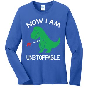 Now IM Unstoppable Funny Trex Dinosaur Meaningful Gift Ladies Long Sleeve Shirt