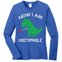 Now IM Unstoppable Funny Trex Dinosaur Meaningful Gift Ladies Long Sleeve Shirt