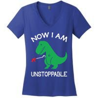 Now IM Unstoppable Funny Trex Dinosaur Meaningful Gift Women's V-Neck T-Shirt