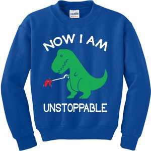 Now IM Unstoppable Funny Trex Dinosaur Meaningful Gift Kids Sweatshirt