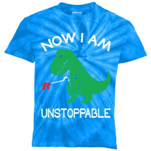 Now IM Unstoppable Funny Trex Dinosaur Meaningful Gift Kids Tie-Dye T-Shirt