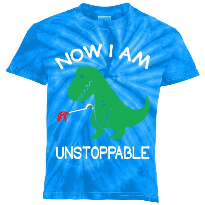 Now IM Unstoppable Funny Trex Dinosaur Meaningful Gift Kids Tie-Dye T-Shirt