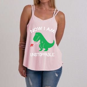 Now IM Unstoppable Funny Trex Dinosaur Meaningful Gift Women's Strappy Tank