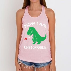 Now IM Unstoppable Funny Trex Dinosaur Meaningful Gift Women's Knotted Racerback Tank