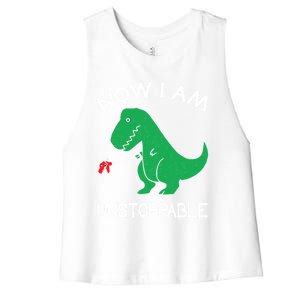 Now IM Unstoppable Funny Trex Dinosaur Meaningful Gift Women's Racerback Cropped Tank