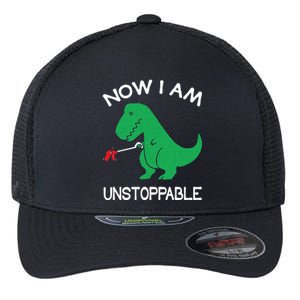 Now I'm Unstoppable - Funny T-Rex Dinosaur Flexfit Unipanel Trucker Cap