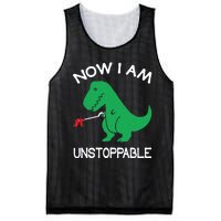 Now I'm Unstoppable - Funny T-Rex Dinosaur Mesh Reversible Basketball Jersey Tank