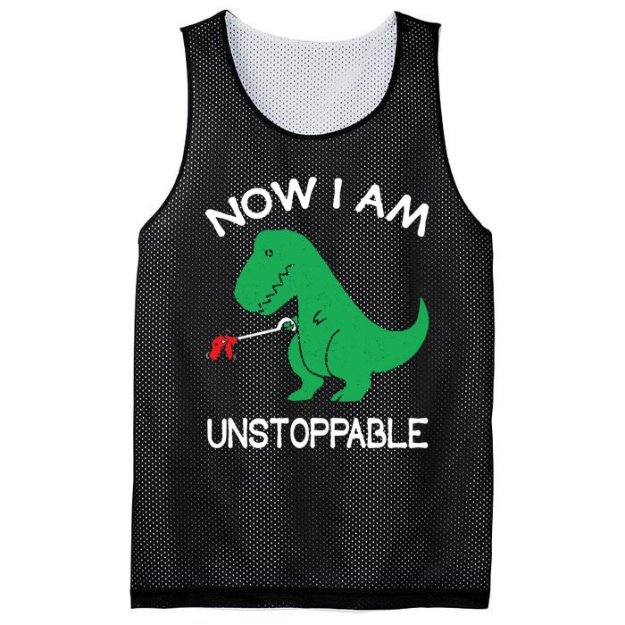 Now I'm Unstoppable - Funny T-Rex Dinosaur Mesh Reversible Basketball Jersey Tank