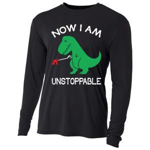 Now I'm Unstoppable - Funny T-Rex Dinosaur Cooling Performance Long Sleeve Crew