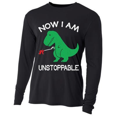 Now I'm Unstoppable - Funny T-Rex Dinosaur Cooling Performance Long Sleeve Crew
