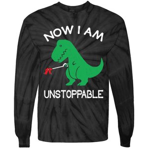 Now I'm Unstoppable - Funny T-Rex Dinosaur Tie-Dye Long Sleeve Shirt