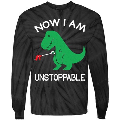 Now I'm Unstoppable - Funny T-Rex Dinosaur Tie-Dye Long Sleeve Shirt
