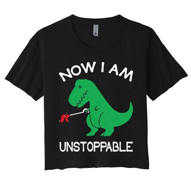 Now I'm Unstoppable - Funny T-Rex Dinosaur Crop Top