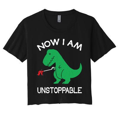 Now I'm Unstoppable - Funny T-Rex Dinosaur Women's Crop Top Tee