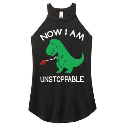 Now I'm Unstoppable - Funny T-Rex Dinosaur Women's Perfect Tri Rocker Tank