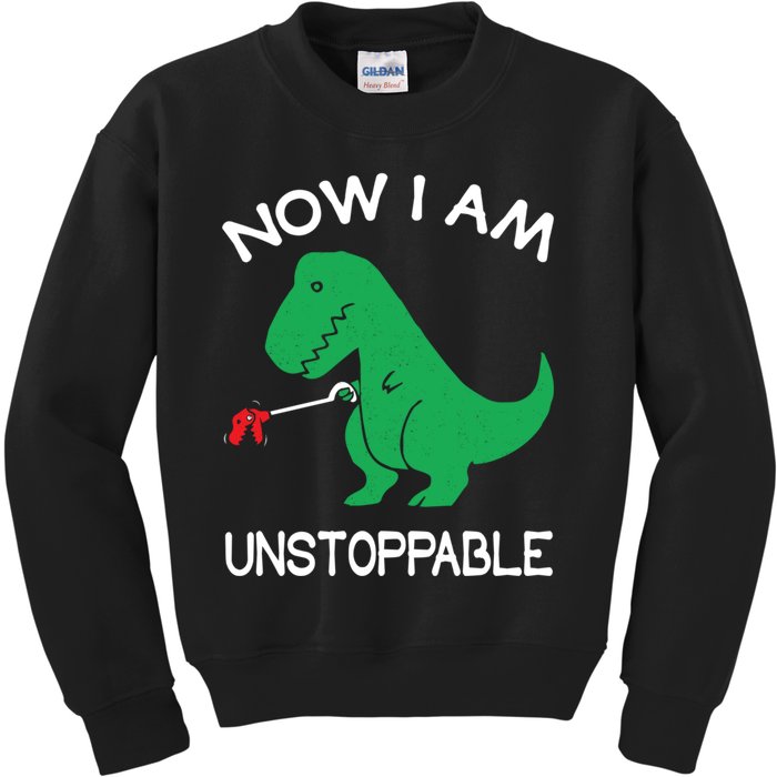 Now I'm Unstoppable - Funny T-Rex Dinosaur Kids Sweatshirt