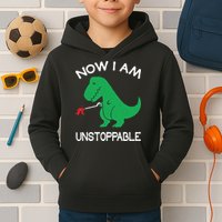 Now I'm Unstoppable - Funny T-Rex Dinosaur Kids Hoodie