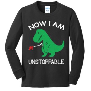 Now I'm Unstoppable - Funny T-Rex Dinosaur Kids Long Sleeve Shirt