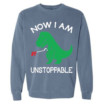 Now I'm Unstoppable - Funny T-Rex Dinosaur Garment-Dyed Sweatshirt