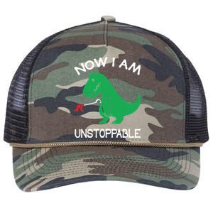 Now I'm Unstoppable - Funny T-Rex Dinosaur Retro Rope Trucker Hat Cap