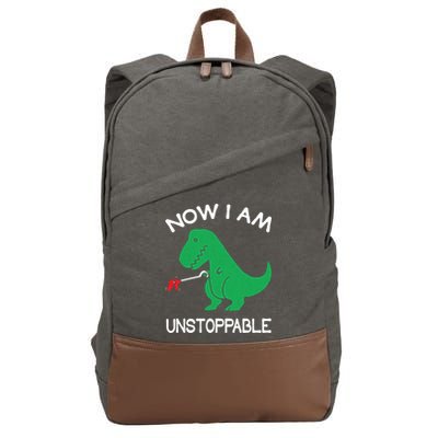 Now I'm Unstoppable - Funny T-Rex Dinosaur Cotton Canvas Backpack