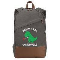 Now I'm Unstoppable - Funny T-Rex Dinosaur Cotton Canvas Backpack