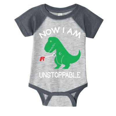 Now I'm Unstoppable - Funny T-Rex Dinosaur Infant Baby Jersey Bodysuit