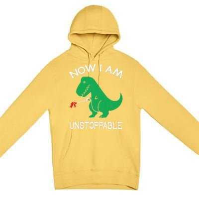 Now I'm Unstoppable Funny TRex Dinosaur Premium Pullover Hoodie