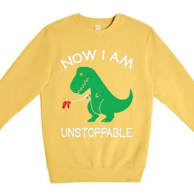 Now I'm Unstoppable Funny TRex Dinosaur Premium Crewneck Sweatshirt