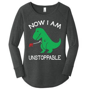 Now I'm Unstoppable Funny TRex Dinosaur Women's Perfect Tri Tunic Long Sleeve Shirt