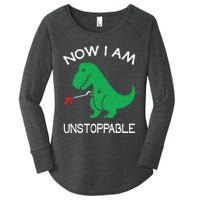 Now I'm Unstoppable Funny TRex Dinosaur Women's Perfect Tri Tunic Long Sleeve Shirt